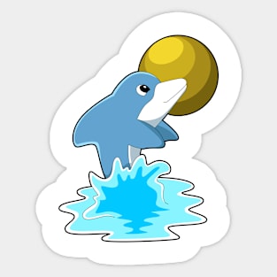 Dolphin at Swimming with Moon Sticker